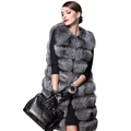 Elegant Faux Fox Fur Vest Fashion Women Overcoat - Grey