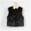 Elegant Faux Fur Vest Fashion Girl Overcoat - Black