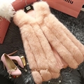 Elegant Genuine Real Fox Fur Vest Fashion Women Medium-long With Belt Fur Waistcoat - Pink
