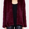 Furry Elegant Faux Rabbit Fur Vest Fashion Women Overcoat - Red