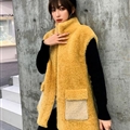 Good Furry Faux Lamb Fur Vest Fashion Women Overcoat - Yellow