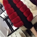 Good Long Furry Faux Fox Fur Vest Fashion Women Overcoat - Red