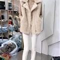 High Quality Winter Elegant Faux Lamb Fur Vest Fashion Women Overcoat - Beige