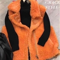 High Quality Winter Elegant Faux Lamb Fur Vest Fashion Women Overcoat - Orange