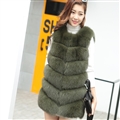 Imported Furry Real Fox Fur Vest Fashion Women Overcoat - Green