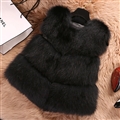 Inexpensive Classic Faux Fox Fur Vest Fashion Women Overcoat - Black