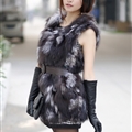 Luxury Cute Elegant Faux Fox Fur Vest Fashion Women Overcoat - Silvery
