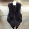 Luxury Winter Elegant Real Fox Fur Vest Fashion Women Overcoat - Gray 03
