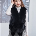 Luxury Winter Super Real Fox Fur Vests Fashion Women Overcoat - Black