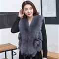 Luxury Winter Super Real Fox Fur Vests Fashion Women Overcoat - Grey