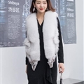 Luxury Winter Super Real Fox Fur Vests Fashion Women Overcoat - White