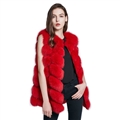 Luxury Winter Super Real Fox Fur Vest Women Overcoat - Red