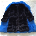 Nine Points Sleeve Warm Faux Fox Fur Overcoat Fashion Women Coat - Black