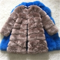 Nine Points Sleeve Warm Faux Fox Fur Overcoat Fashion Women Coat - Camel