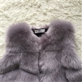 Nine Points Sleeve Warm Faux Fox Fur Overcoat Fashion Women Coat - Grey