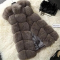 Popular Cute Elegant Faux Fox Fur Vest Fashion Women Overcoat - Coffee
