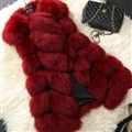Popular Cute Elegant Faux Fox Fur Vest Fashion Women Overcoat - Red