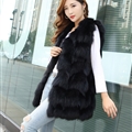 Popular Winter Furry Real Fox Fur Vest Fashion Women Waistcoat - Black