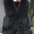 Popular Winter Short Furry Real Fox Fur Vest Fashion Women Waistcoat - Black