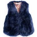 Pretty Cute Elegant Faux Fox Fur Vest Fashion Women Overcoat - Blue 02