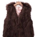 Pretty Cute Elegant Faux Fox Fur Vest Fashion Women Overcoat - Brown
