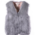 Pretty Cute Elegant Faux Fox Fur Vest Fashion Women Overcoat - Grey