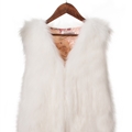 Pretty Cute Elegant Faux Fox Fur Vest Fashion Women Overcoat - White