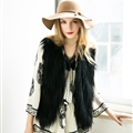 Pretty Winter Elegant Faux Lady Fur Vest Fashion Women Waistcoat - Black