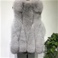 Pretty Winter Elegant Real Fox Fur Vest Fashion Women Overcoat - Grey 01