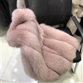 Pretty Winter Elegant Real Fox Fur Vest Fashion Women Overcoat - Pink