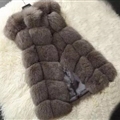 Warm Elegant Faux Fox Fur Vest Fashion Women Overcoat - Coffee