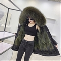 Warm Real Raccoon Fur Overcoat Fashion Women Coat - Green