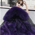 Warm Real Raccoon Fur Overcoat Fashion Women Coat - Purple 01