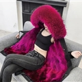 Warm Real Raccoon Fur Overcoat Fashion Women Coat - Rose