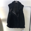 Warm Super Real Lamb Fur Vest Women Overcoat - Black