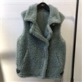 Warm Super Real Lamb Fur Vest Women Overcoat - Green