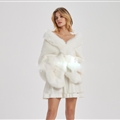 Wholesale Warm Faux Fox Fur Overcoat Fashion Women Coat - White